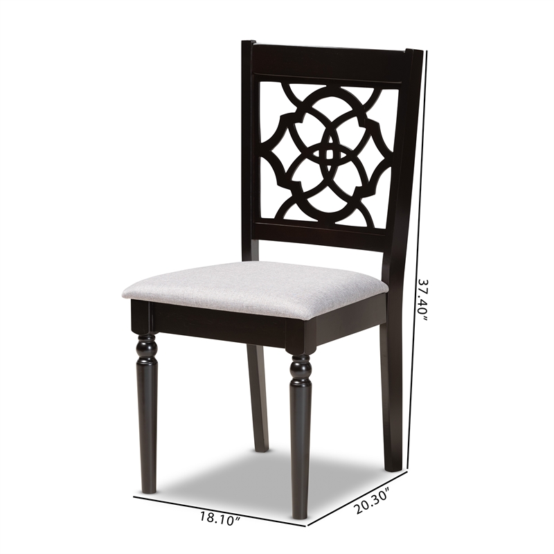 Baxton Studio Renaud Grey and Brown Finished Wood 2-Piece Dining Chair Set