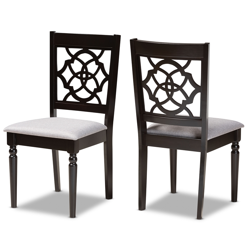 Baxton Studio Renaud Grey and Brown Finished Wood 2-Piece Dining Chair Set