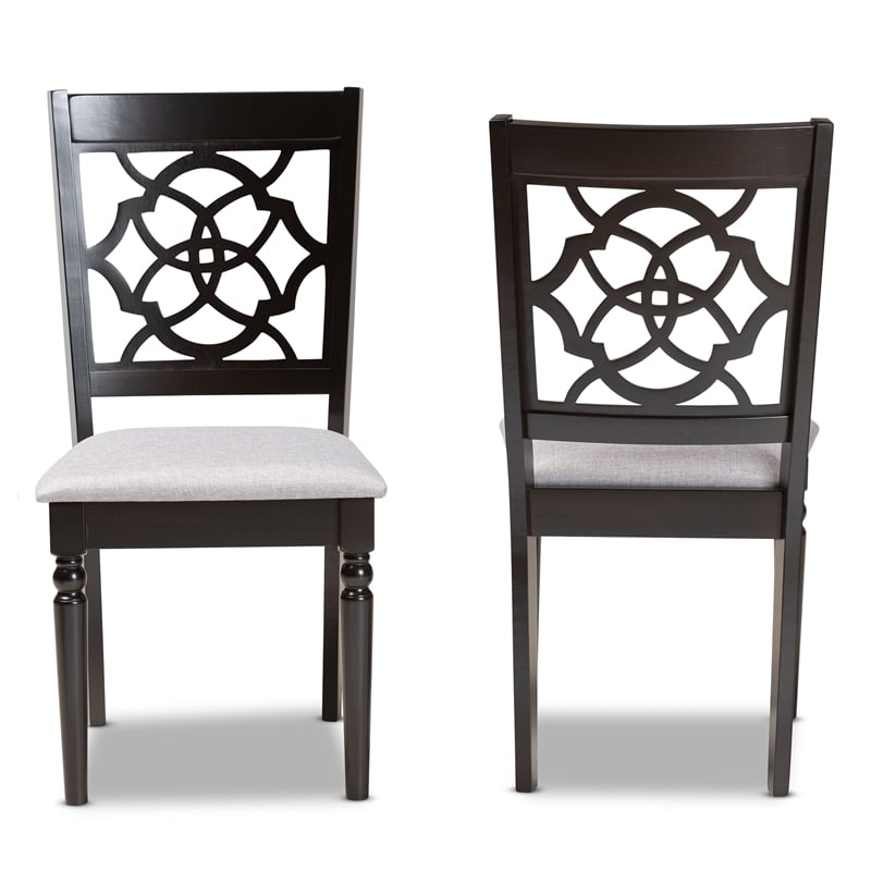 Baxton Studio Renaud Grey and Brown Finished Wood 2-Piece Dining Chair Set