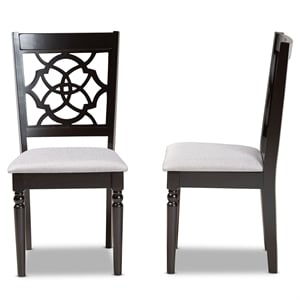 Baxton Studio Renaud Grey and Brown Finished Wood 2-Piece Dining Chair Set