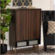 Baxton Studio Landen Brown and Gold  Wood 2-Door Entryway Shoe storage Cabinet