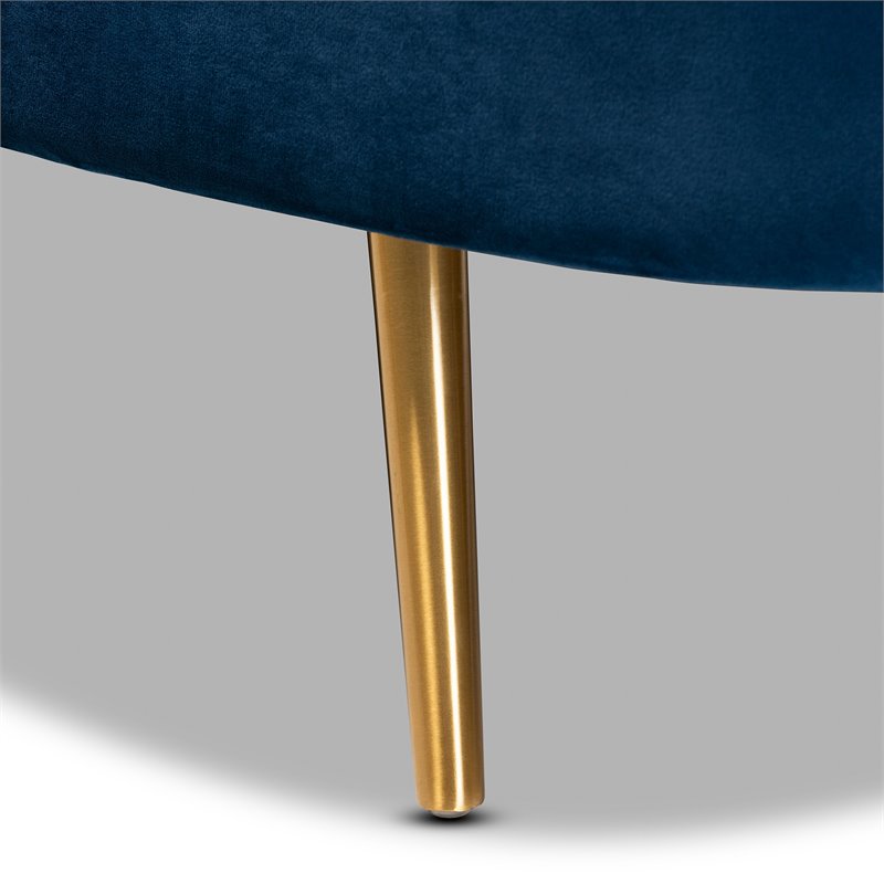 Baxton Studio Kailyn Blue Velvet  Upholstered and Gold Finished Chaise