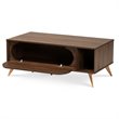 Baxton Studio Edel Walnut Brown and Gold Finished Wood Coffee Table