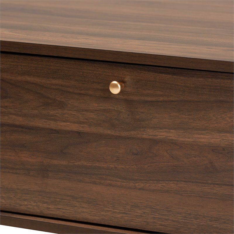 Baxton Studio Edel Walnut Brown and Gold Finished Wood Coffee Table