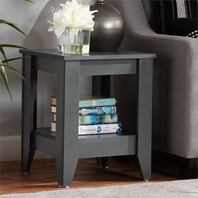 Baxton Studio Audra Grey Finished Wood Living Room End Table