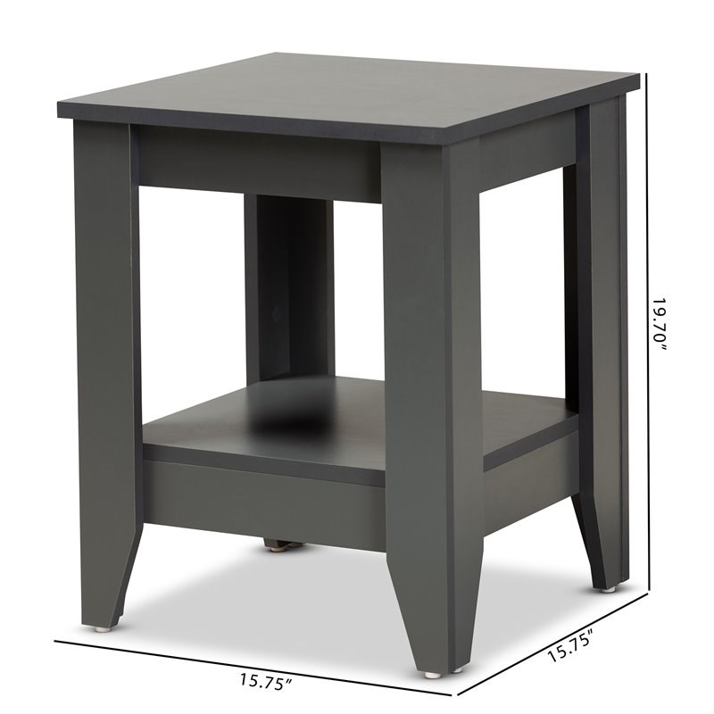Baxton Studio Audra Grey Finished Wood Living Room End Table