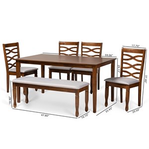 Baxton Studio Lanier Grey and Walnut Brown Finished Wood 6-Piece Dining Set
