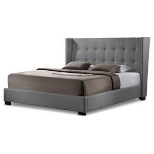baxton studio favela platform bed with upholstered headboard in gray