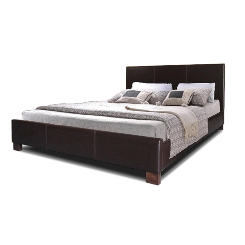 Baxton Studio Pless Queen Faux Leather Platform Bed in Espresso