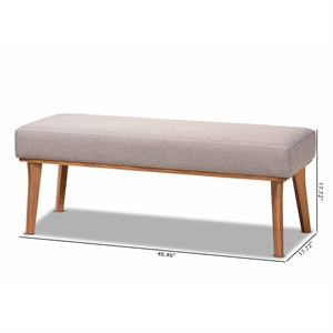 baxton studio grey fabric upholstered and brown finished wood dining bench