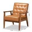 Baxton Studio Tan Faux Leather Upholstered and Walnut Finished Wood Lounge Chair