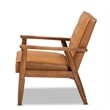 Baxton Studio Tan Faux Leather Upholstered and Walnut Finished Wood Lounge Chair