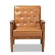 Baxton Studio Tan Faux Leather Upholstered and Walnut Finished Wood Lounge Chair