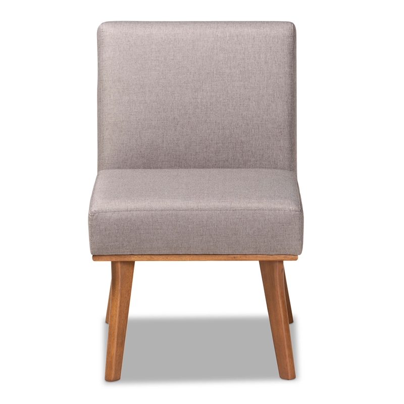 Baxton Studio Grey Fabric Upholstered and Walnut Finished Wood Dining Chair
