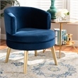 Baxton Studio Blue Velvet Fabric Upholstered and Gold Finished Wood Accent Chair