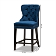 Baxton Studio Blue Upholstered and Brown Finished Wood 2-Piece Stool Set