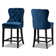 Baxton Studio Blue Upholstered and Brown Finished Wood 2-Piece Stool Set