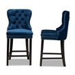 Baxton Studio Blue Upholstered and Brown Finished Wood 2-Piece Stool Set