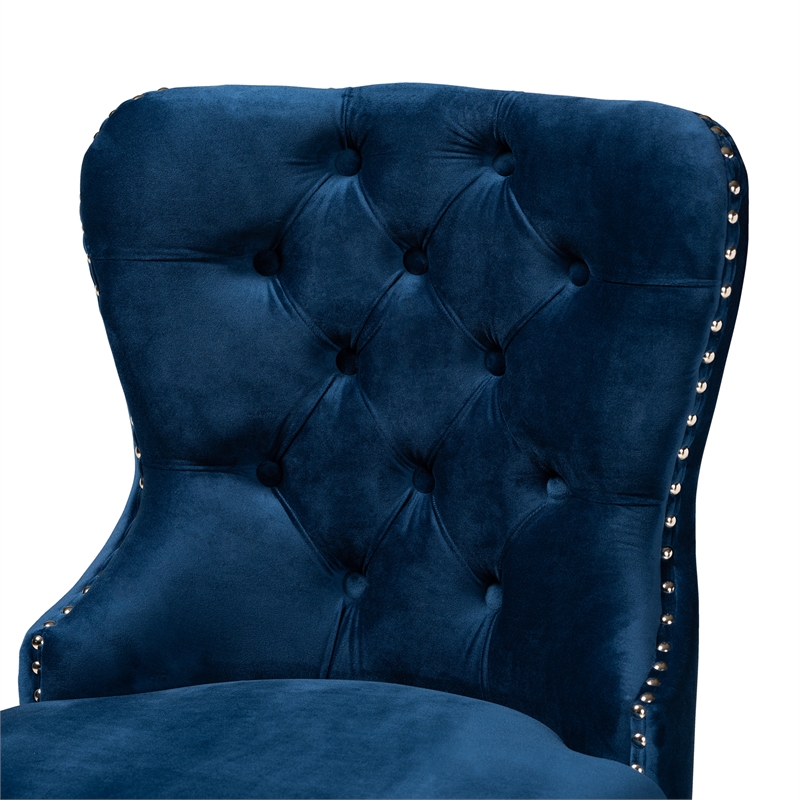 Baxton Studio Blue Upholstered and Brown Finished Wood 2-Piece Stool Set