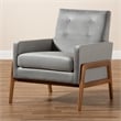 Baxton Studio Perris Velvet Fabric Upholstered and Brown Finished Wood Chair