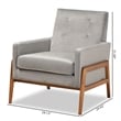 Baxton Studio Perris Velvet Fabric Upholstered and Brown Finished Wood Chair