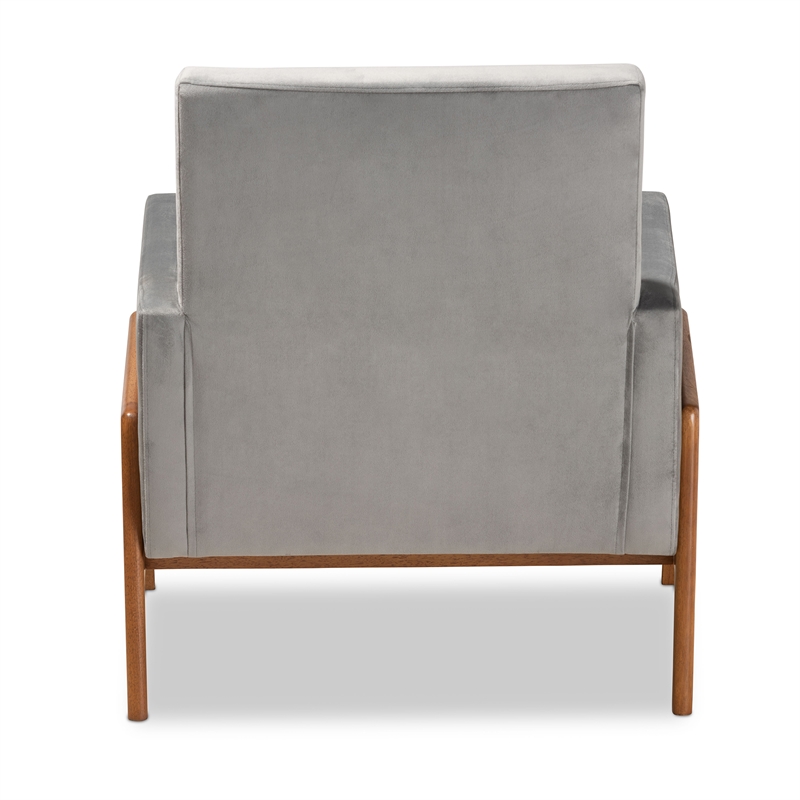 Baxton Studio Perris Velvet Fabric Upholstered and Brown Finished Wood Chair