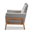 Baxton Studio Perris Velvet Fabric Upholstered and Brown Finished Wood Chair