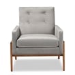 Baxton Studio Perris Velvet Fabric Upholstered and Brown Finished Wood Chair