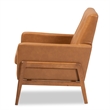 Baxton Studio Faux Leather Upholstered and Walnut Finished Wood Lounge Chair