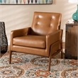 Baxton Studio Faux Leather Upholstered and Walnut Finished Wood Lounge Chair