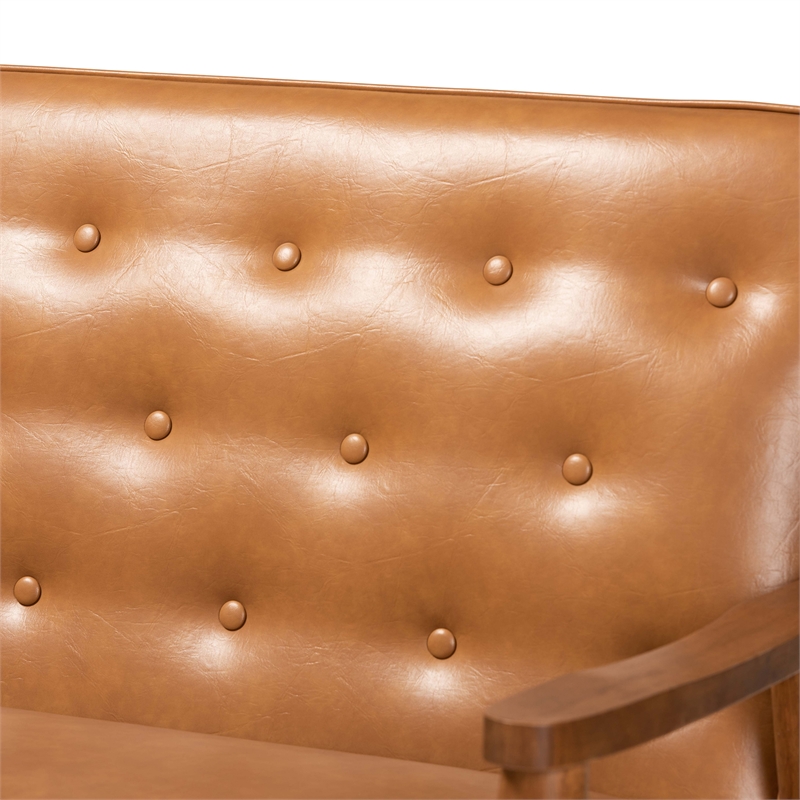 Baxton Studio Sorrento Faux Leather Upholstered and Brown Finished