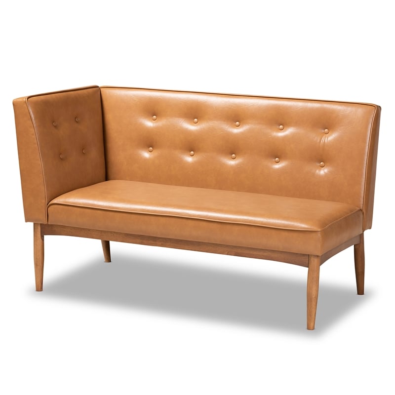 Baxton Studio Faux Leather Upholstered and Brown Finished Wood 2-Piece Bench