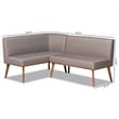 Baxton Studio Fabric Upholstered and Brown Finished Wood 2-Piece Sofa Bench