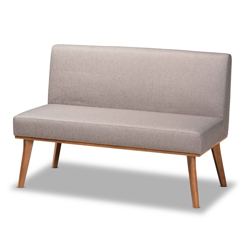 Baxton Studio Fabric Upholstered and Brown Finished Wood 2-Piece Sofa Bench