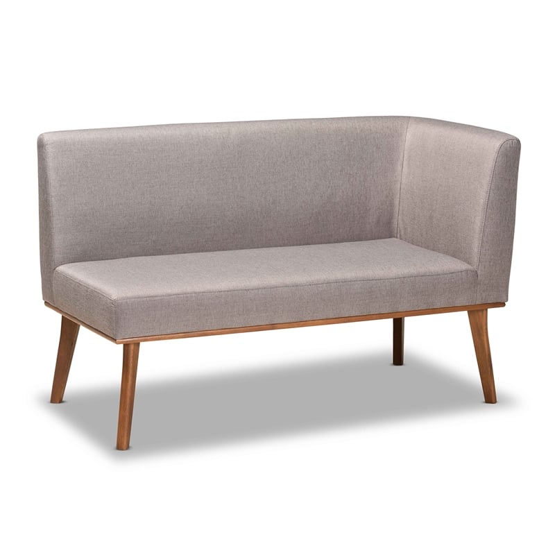 Baxton Studio Fabric Upholstered and Brown Finished Wood 2-Piece Sofa Bench