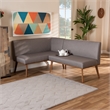 Baxton Studio Fabric Upholstered and Brown Finished Wood 2-Piece Sofa Bench