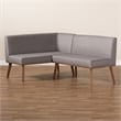 Baxton Studio Fabric Upholstered and Brown Finished Wood 2-Piece Sofa Bench