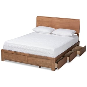 baxton studio eleni brown finished wood full size 3-drawer bed