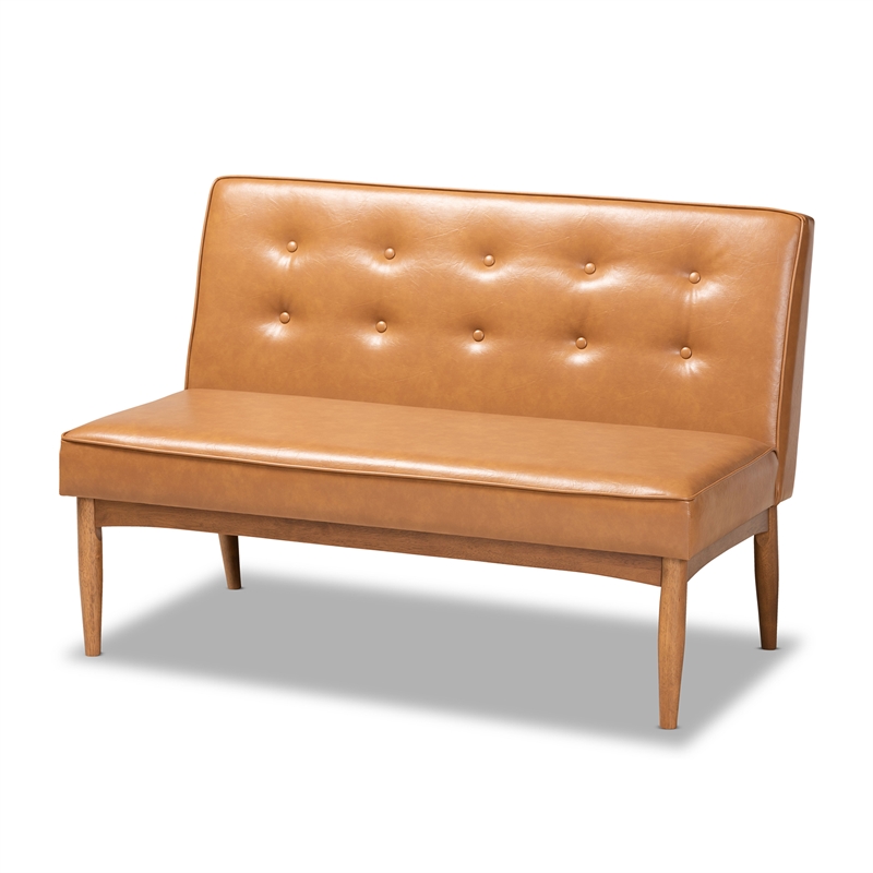 Baxton Studio Faux Leather Upholstered and Brown Finished 3-Piece Dining Set