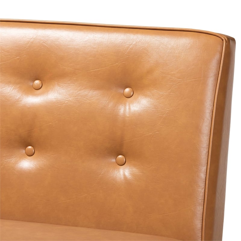 Baxton Studio Faux Leather Upholstered and Brown Finished 3-Piece Dining Set