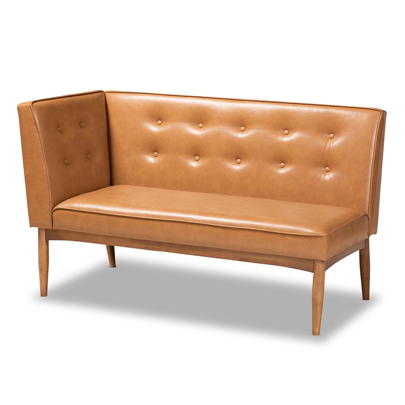 Baxton Studio Faux Leather Upholstered and Walnut Finished 4-Piece Dining Set