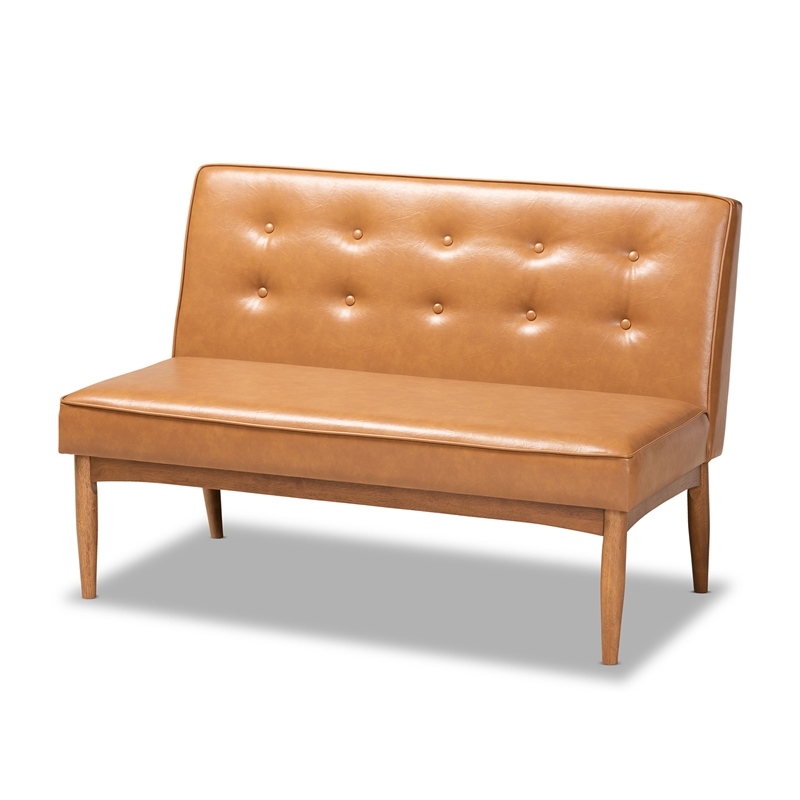 Baxton Studio Faux Leather Upholstered and Brown Finished 5-Piece Dining Set