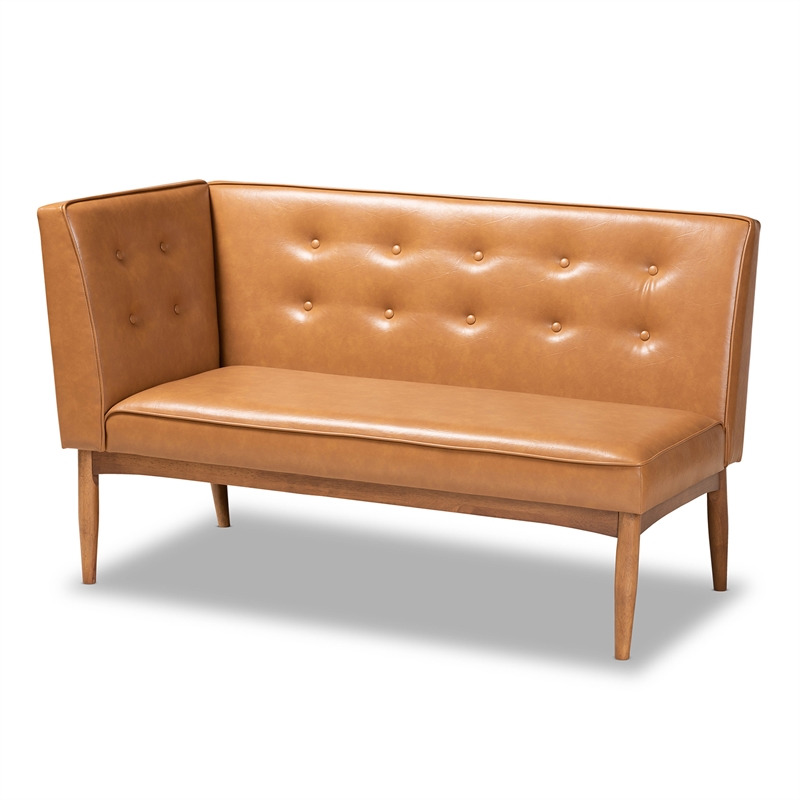 Baxton Studio Faux Leather Upholstered and Brown Finished 5-Piece Dining Set