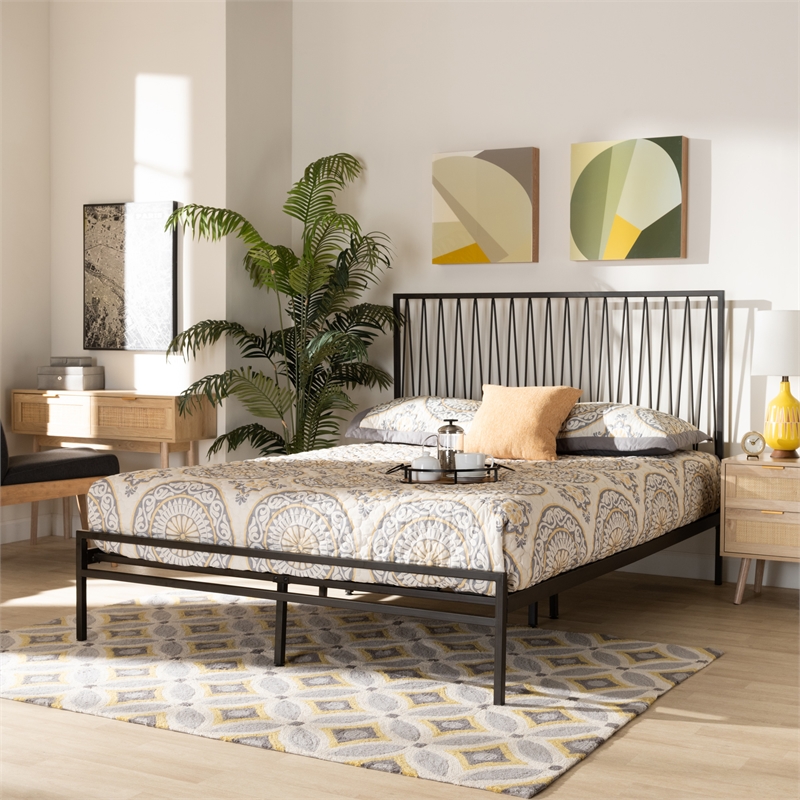 Baxton Studio Jeanette Black Finished Metal Full Size Platform Bed