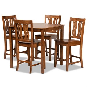 Baxton Studio Fenton Transitional Walnut Brown Finished Wood 5-Piece Pub Set
