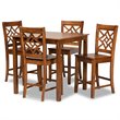 Baxton Studio Nicolette Walnut Brown Finished Wood 5-Piece Pub Set