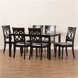 Baxton Studio Grey Fabric Upholstered and Brown Finished Wood 7-Piece Dining Set