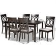 Baxton Studio Grey Fabric Upholstered and Brown Finished Wood 7-Piece Dining Set