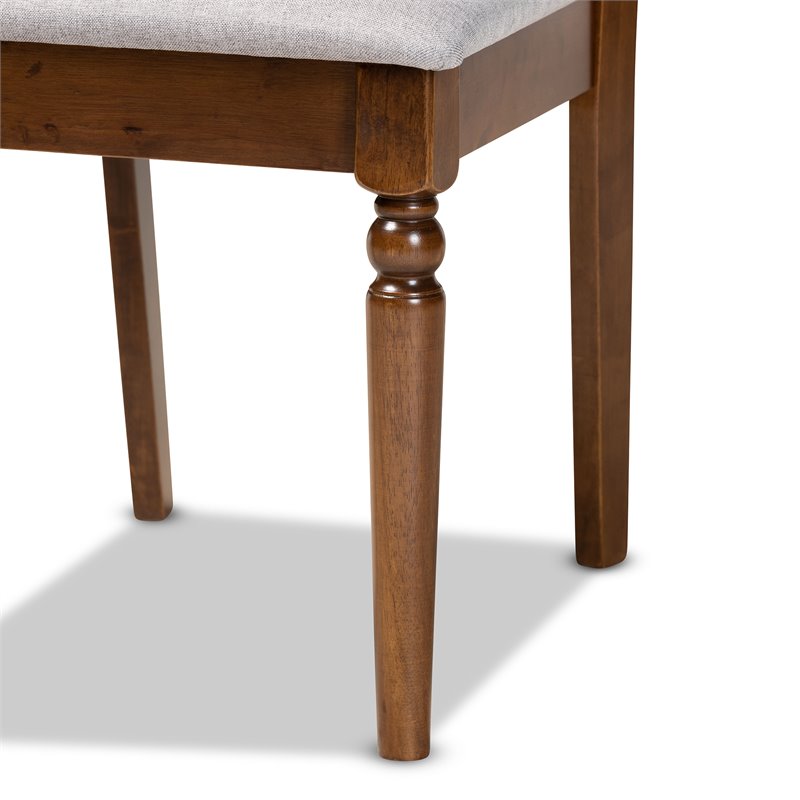 Baxton Studio Grey Fabric Upholstered and Brown Finished Wood 7-Piece Dining Set