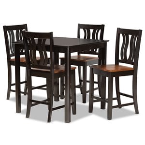 Baxton Studio Two-Tone Dark Brown and Walnut Brown Finished Wood 5-Piece Pub Set